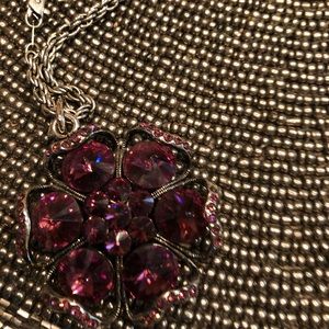 Purple stone flower on chain necklace